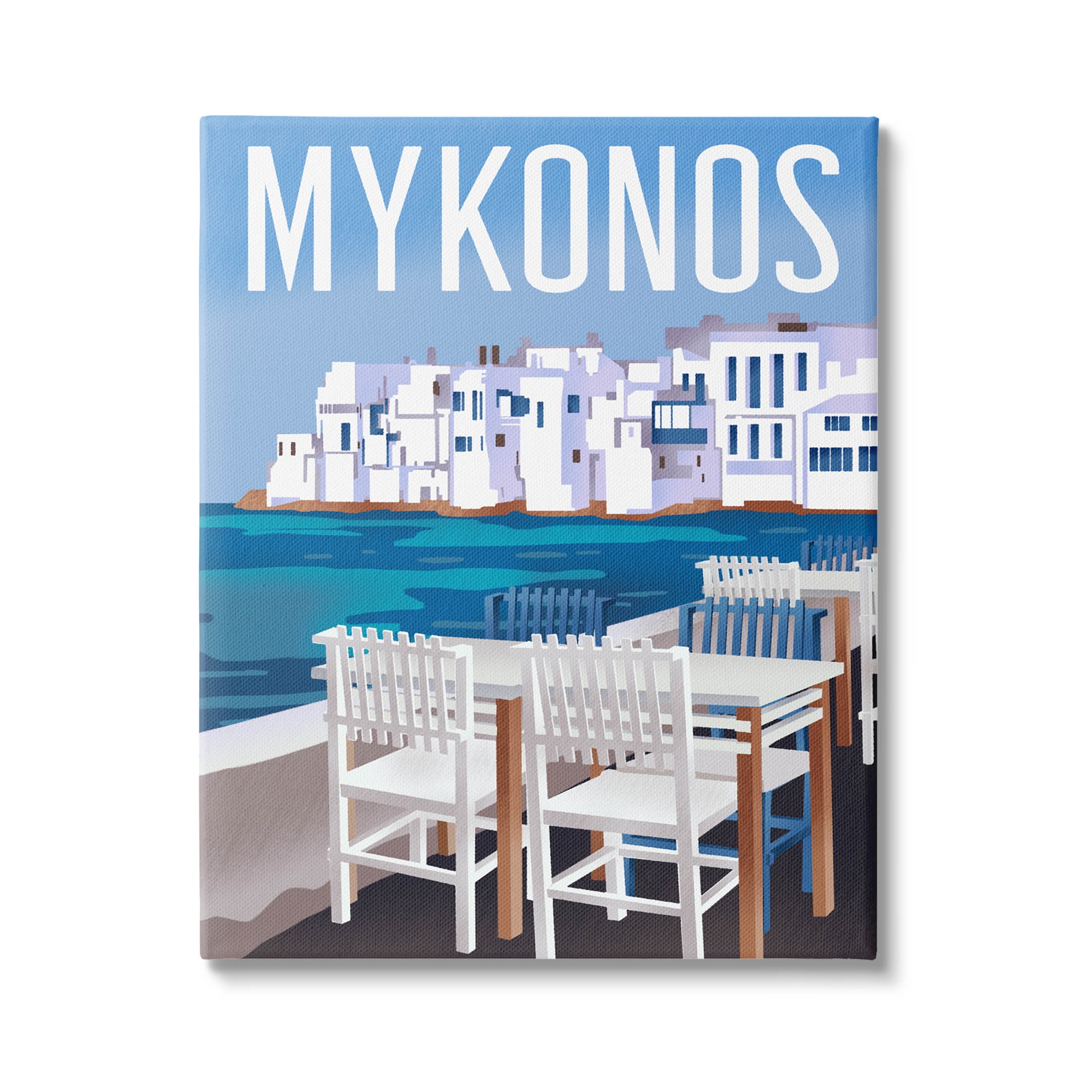 Stupell Industries Mykonos Seaside Vacation Graphic Art Gallery Wrapped Canvas Print Wall Art, Design by Ziwei Li