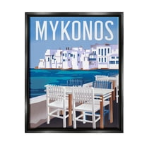 Stupell Industries Mykonos Seaside Vacation Graphic Art Jet Black Floating Framed Canvas Print Wall Art, Design by Ziwei Li