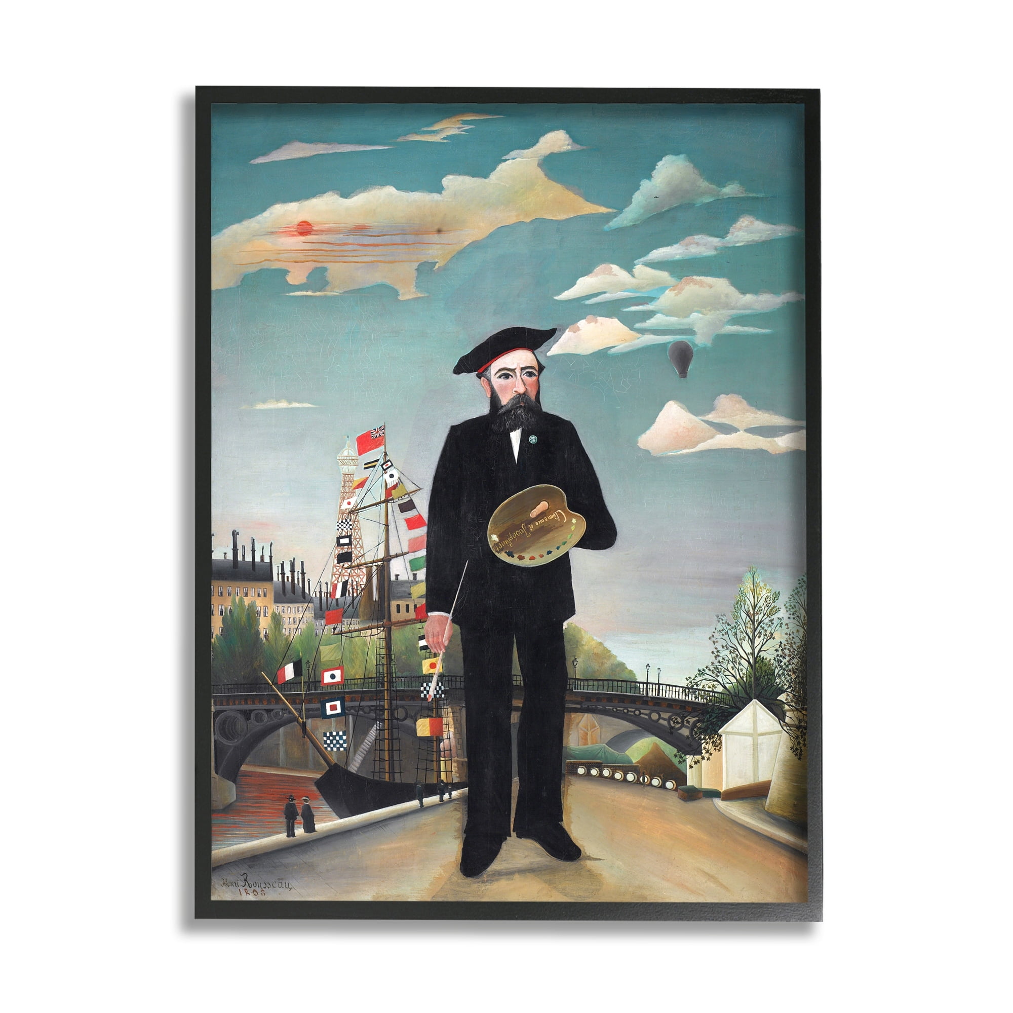 Stupell Industries Myself Self Portrait Henri Rousseau Classical Painting Painting Black Framed Art Print Wall Art, Design by one1000paintings