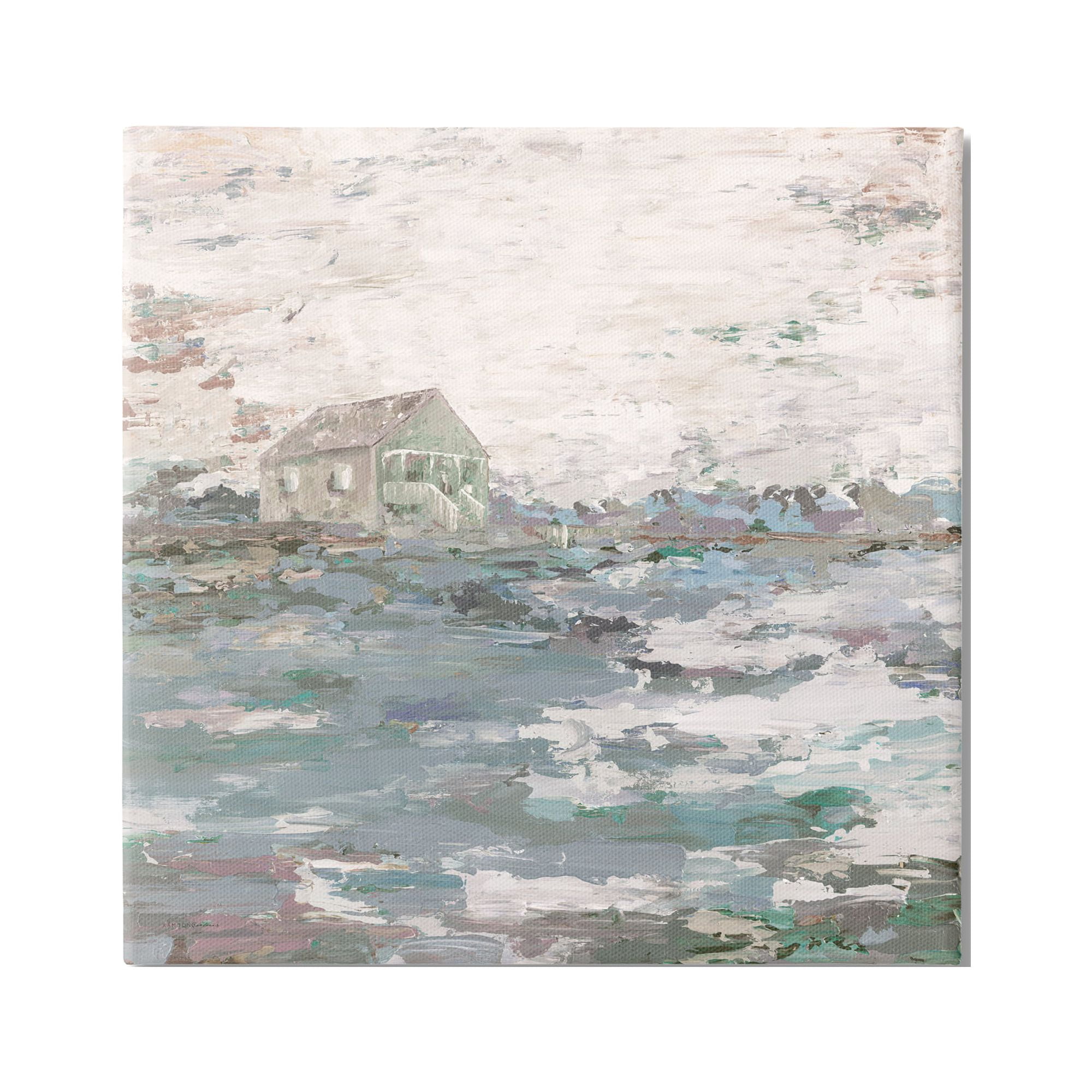 Stupell Industries Mysterious Abstract Landscape Lone House Rural Field Painting Gallery Wrapped Canvas Print Wall Art, Design by Kamdon Kreations