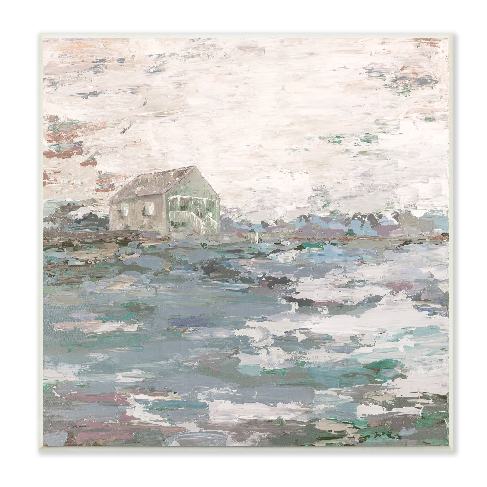 Stupell Industries Mysterious Abstract Landscape Lone House Rural Field Painting Unframed Art Print Wall Art, Design by Kamdon Kreations