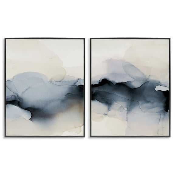 Stupell Industries Mysterious Abstract Painting Obscure Watercolor Detail Painting Black Framed Art Print Wall Art, Set of 2, Design by Kippi Leonard