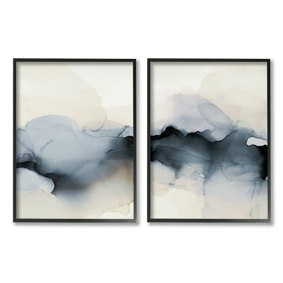 Stupell Industries Mysterious Abstract Painting Obscure Watercolor Detail Painting Black Framed Art Print Wall Art, Set of 2, Design by Kippi Leonard