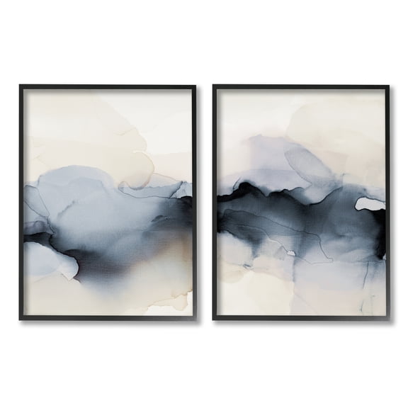 Stupell Industries Mysterious Abstract Painting Obscure Watercolor Detail Painting Black Framed Art Print Wall Art, Set of 2, Design by Kippi Leonard