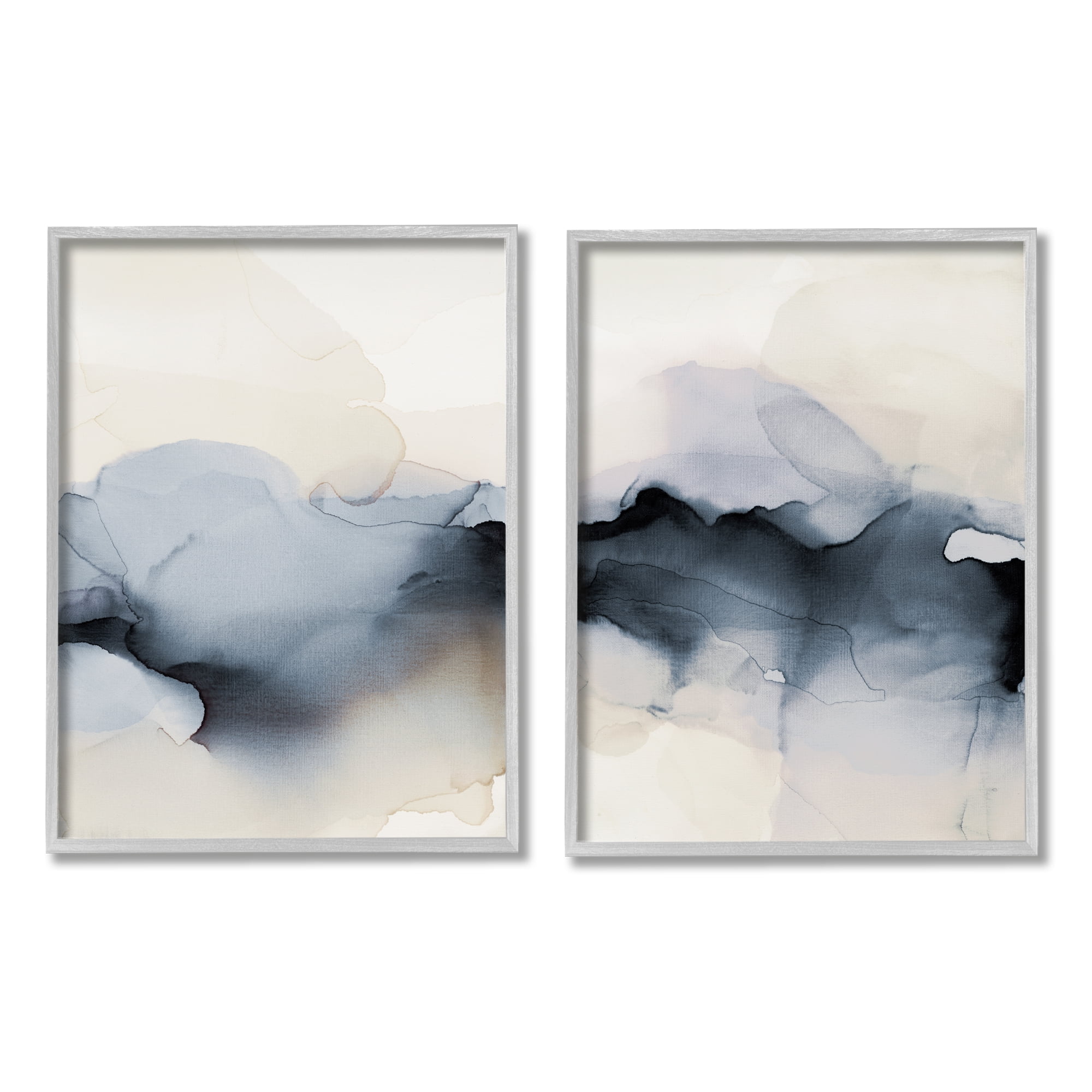 Stupell Industries Mysterious Abstract Painting Obscure Watercolor Detail  Painting Gray Framed Art Print Wall Art, Set of 2, Design by Kippi Leonard 