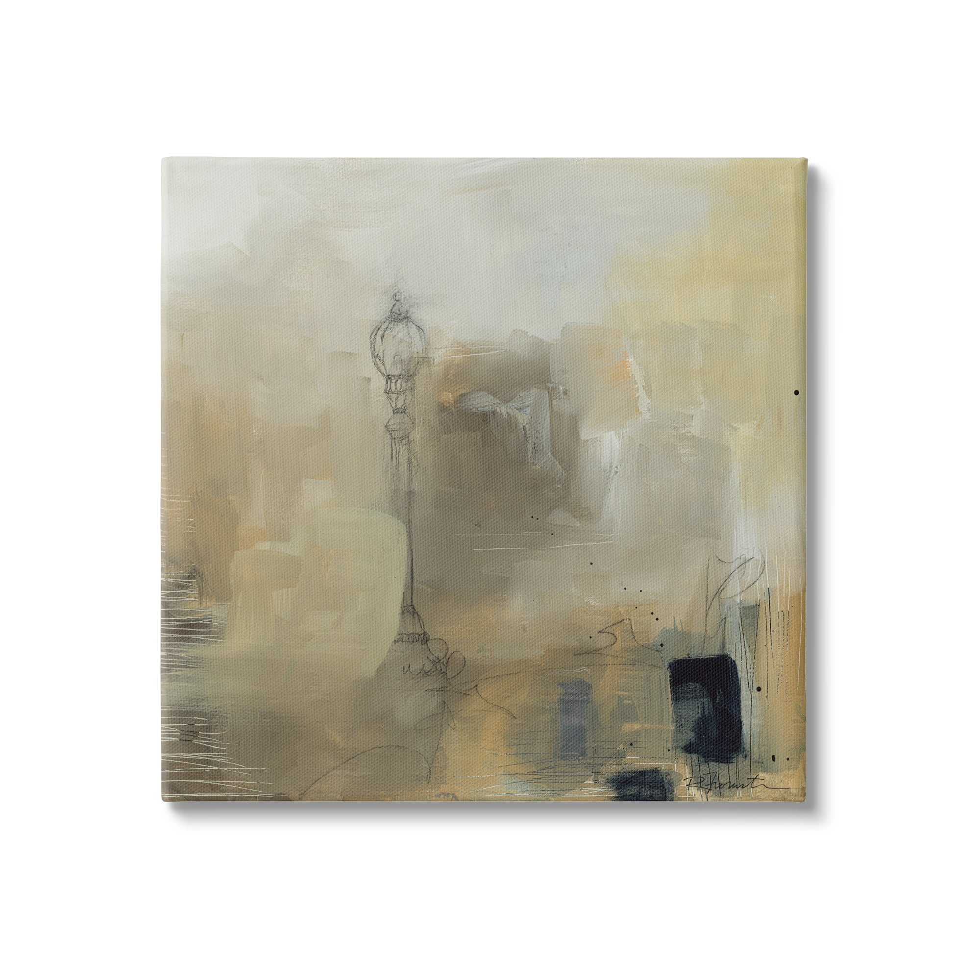 Stupell Industries Mysterious Abstract Town Scenery Street Light Scribbles Painting Gallery Wrapped Canvas Print Wall Art, Design by Ruth Fromstein