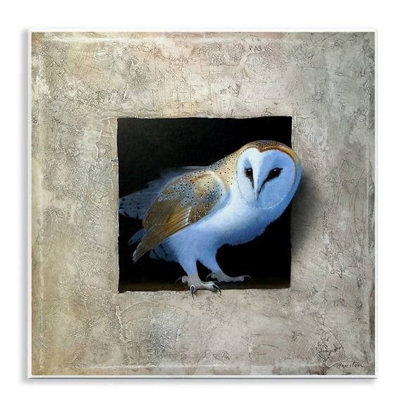 Stupell Industries Mysterious Barn Owl Peering From Darkness Painting Painting Unframed Art Print Wall Art, Design by Alan Weston