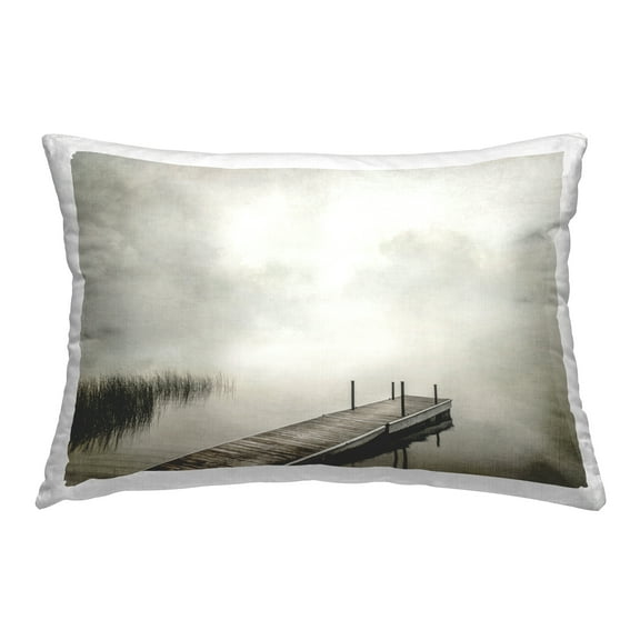 Stupell Industries Mysterious Foggy Lake Dock Decorative Printed Throw Pillow Design by Peter Hawkins.