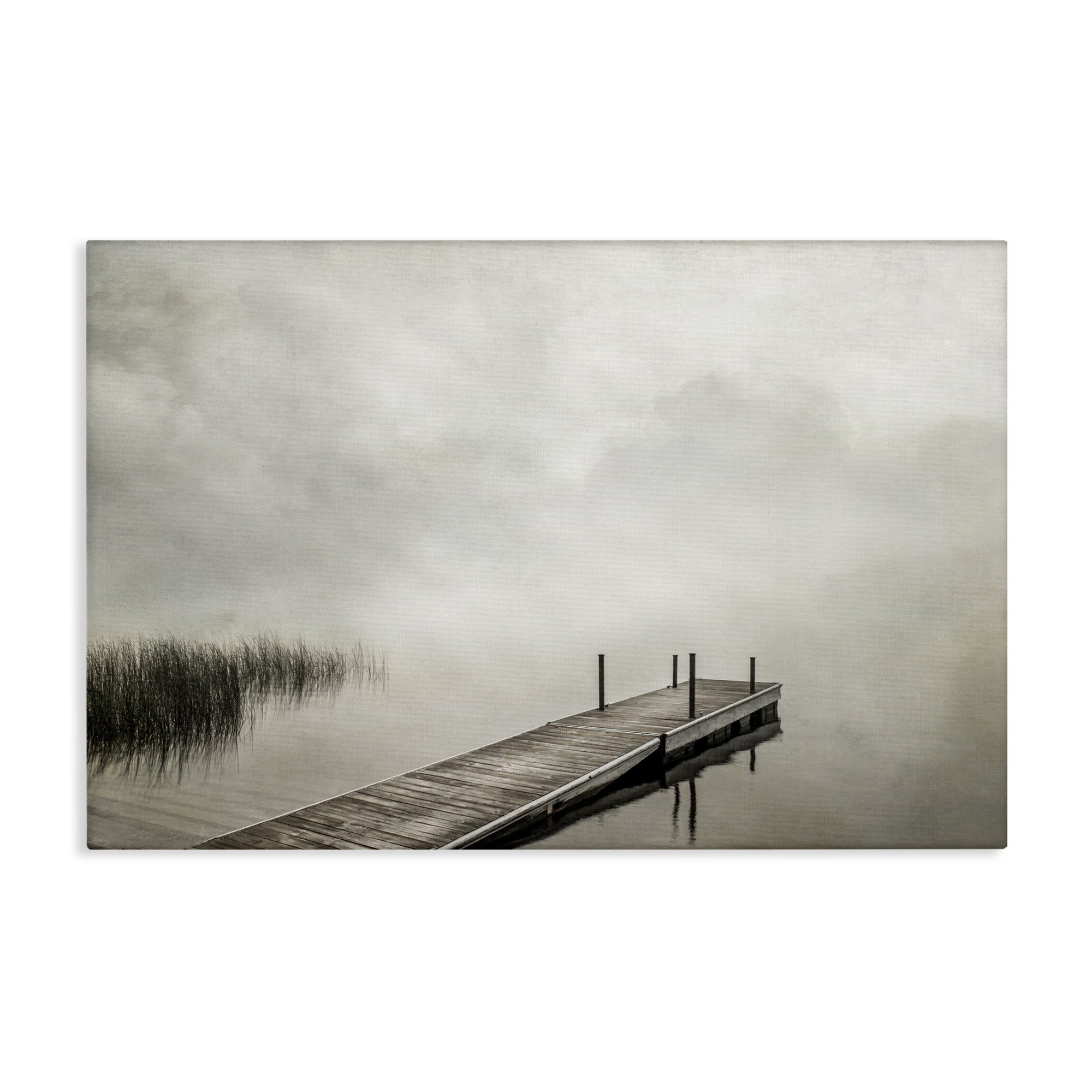 Stupell Industries Mysterious Foggy Lake Dock Landscape & Nature Photography Wrapped Canvas Art Print Wall Art, 24 x 16