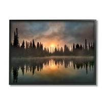 Stupell Industries Mysterious Lake Reflection Sunset Forest Photograph Black Framed Art Print Wall Art, Design by Dennis Frates