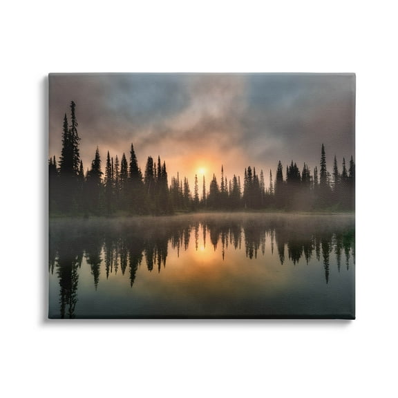 Stupell Industries Mysterious Lake Reflection Sunset Forest Photograph Gallery Wrapped Canvas Print Wall Art, Design by Dennis Frates