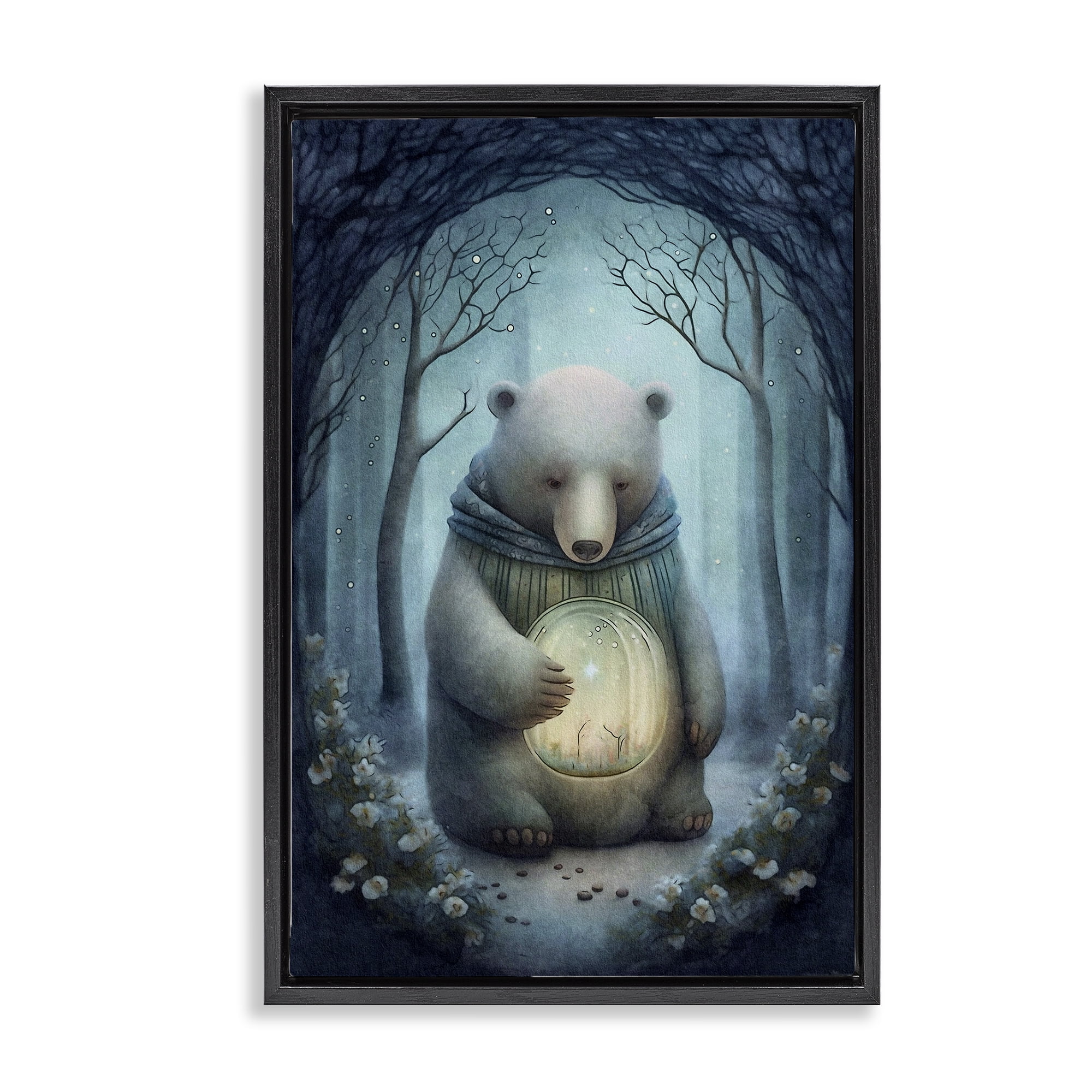 Stupell Industries Mystic Brown Bear Landscape Painting Black Floater Framed Art Print Wall Art, 17 x 25