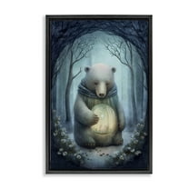 Stupell Industries Mystic Brown Bear Landscape Painting Black Floater Framed Art Print Wall Art, 17 x 25