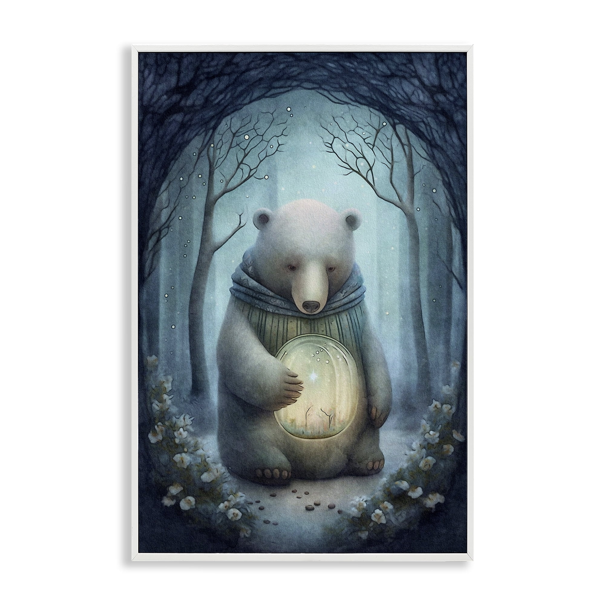 Stupell Industries Mystic Brown Bear Landscape Painting White Framed Art Print Wall Art, 20 x 30