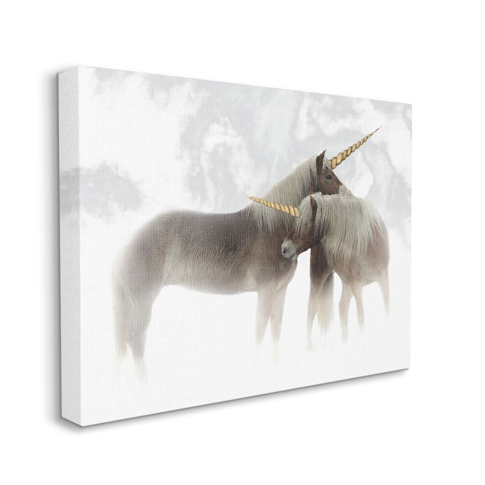 Stupell Industries Mystic Brown Unicorn Fantasy Majestic Clouds Gold Canvas Wall Art Design by Ziwei Li, 36" x 48"