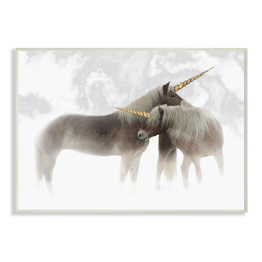 Stupell Industries Mystic Brown Unicorn Fantasy Majestic Clouds Gold Graphic Art Unframed Art Print Wall Art, 13x19, by Ziwei Li