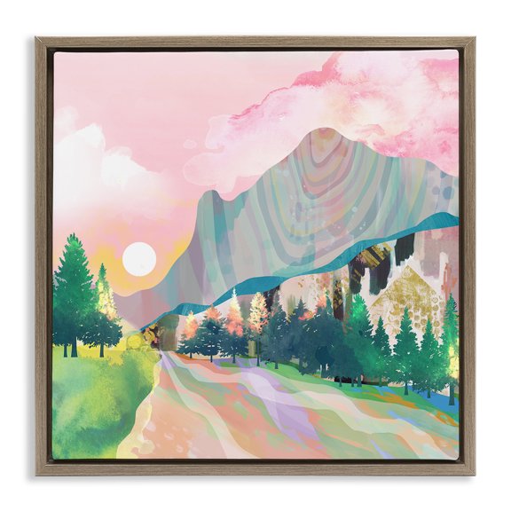 Stupell Industries Mystic Canyon in Pastels Brown Framed Floater Canvas Wall Art design by Mia Charro, 18 x 18