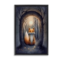 Stupell Industries Mystic Fox in Nature Landscape Painting Black Floater Framed Art Print Wall Art, 17 x 25