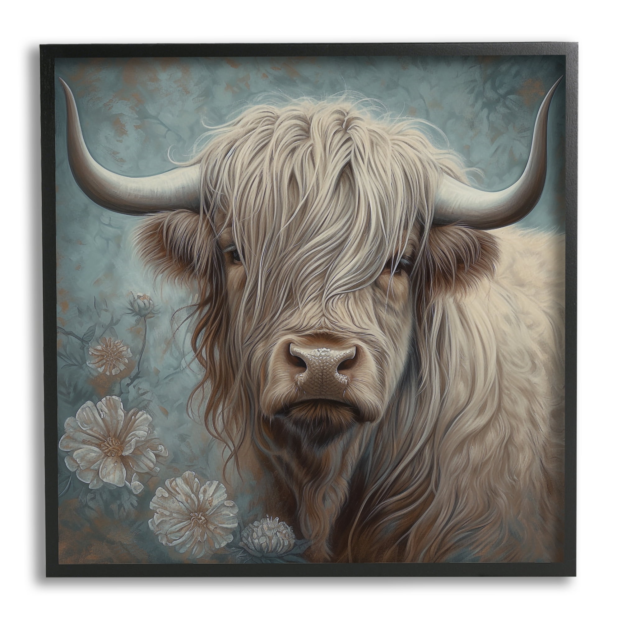 Stupell Industries Mystic Highland Cattle Animals & Insects Painting Black Framed Art Print Wall Art, 17 x 17