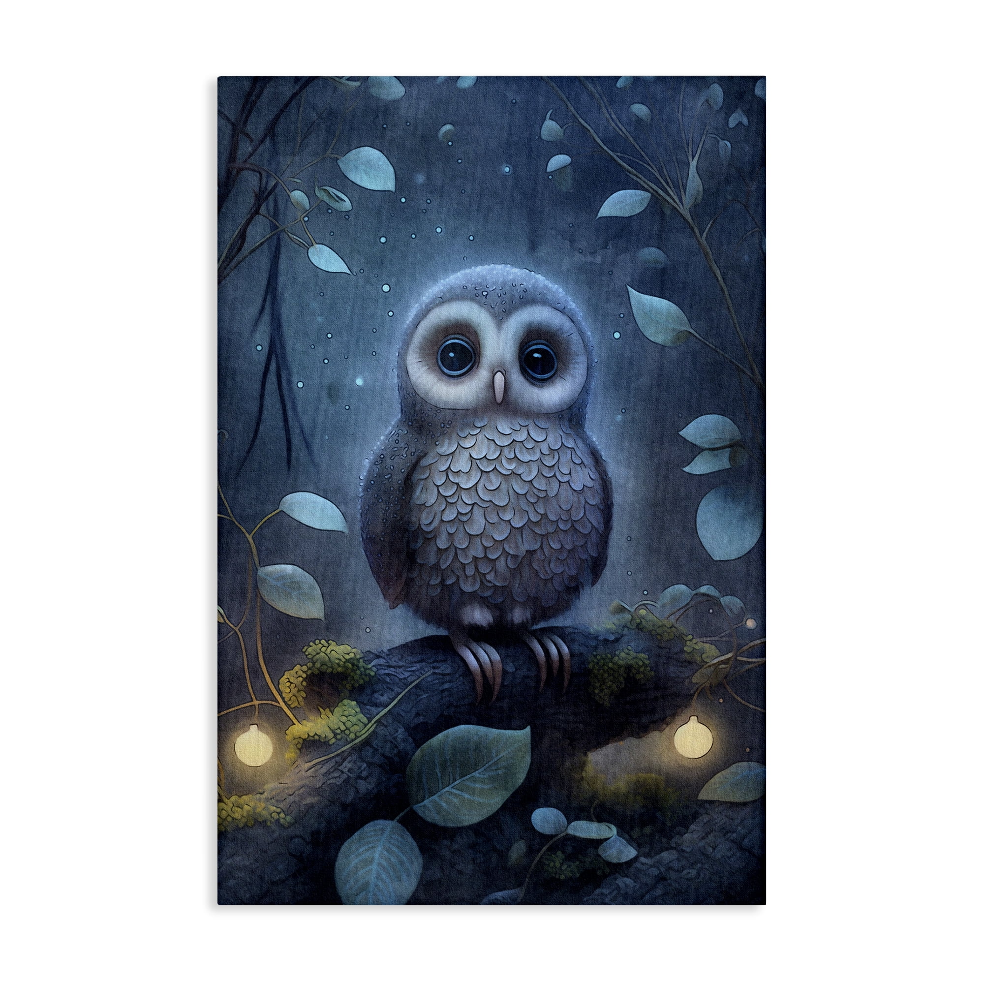 Stupell Industries Mystic Owl in Nature Landscape Painting Gallery Wrapped Canvas Art Print Wall Art, 30 x 45
