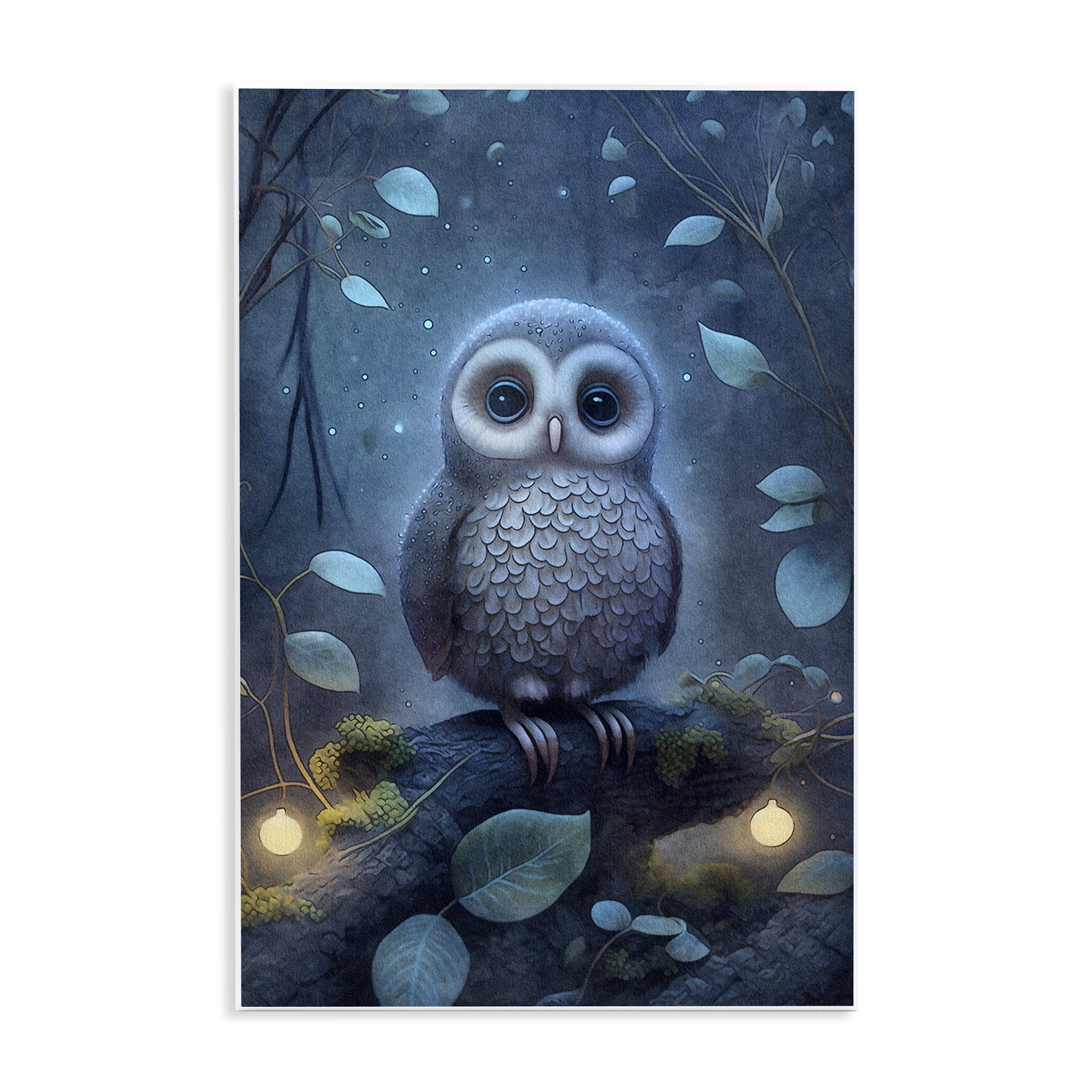 Stupell Industries Mystic Owl in Nature Landscape Painting Unframed Art Print Wall Art, 13 x 19