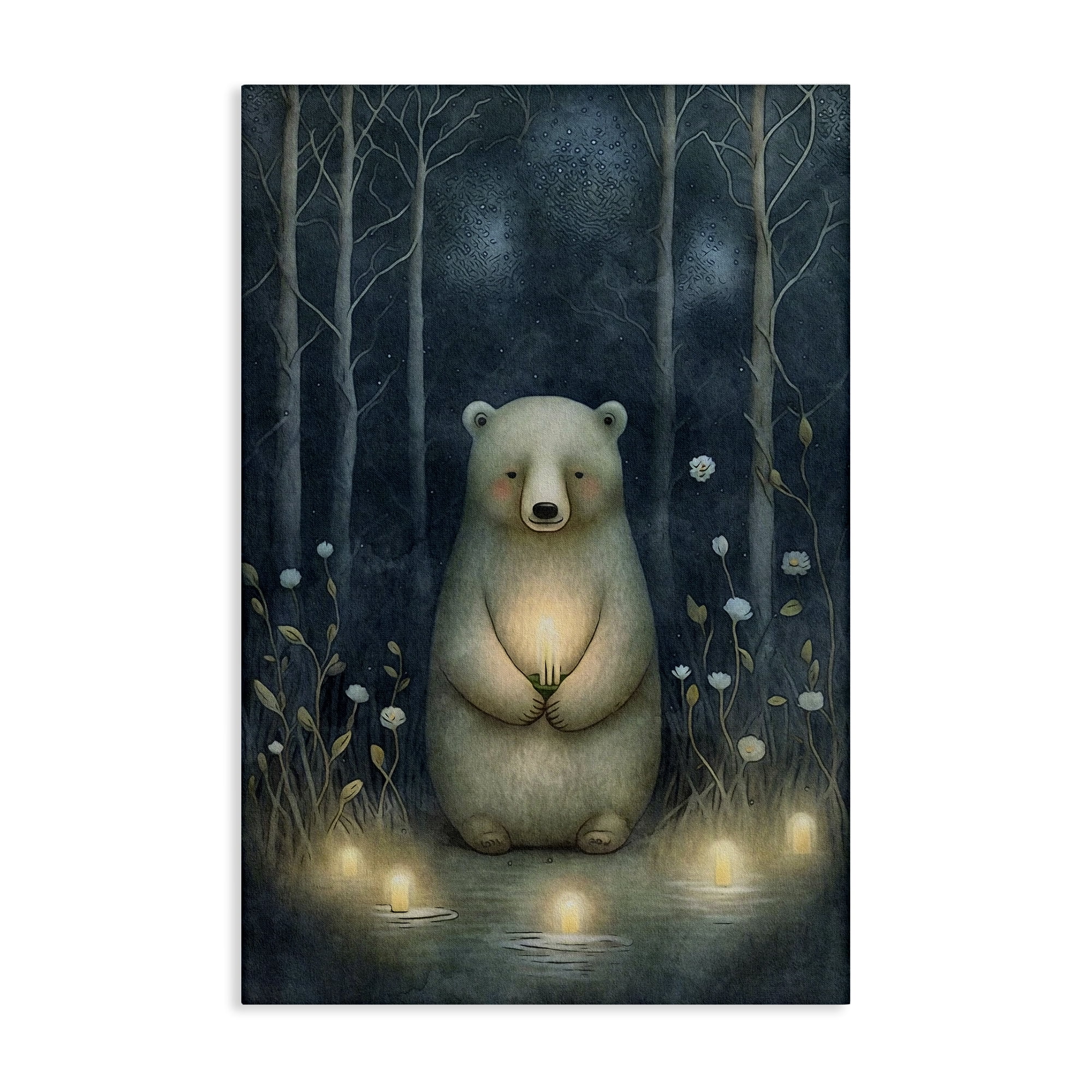 Stupell Industries Mystic Polar Bear Landscape Painting Gallery Wrapped Canvas Art Print Wall Art, 20 x 30