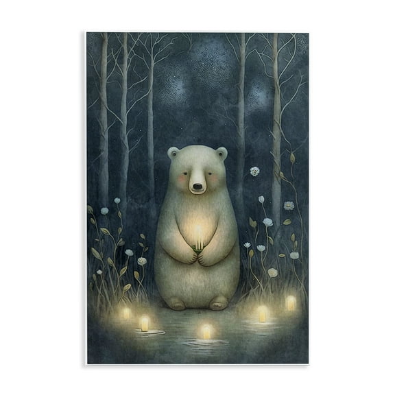 Stupell Industries Mystic Polar Bear Landscape Painting Unframed Art Print Wall Art, 10 x 15