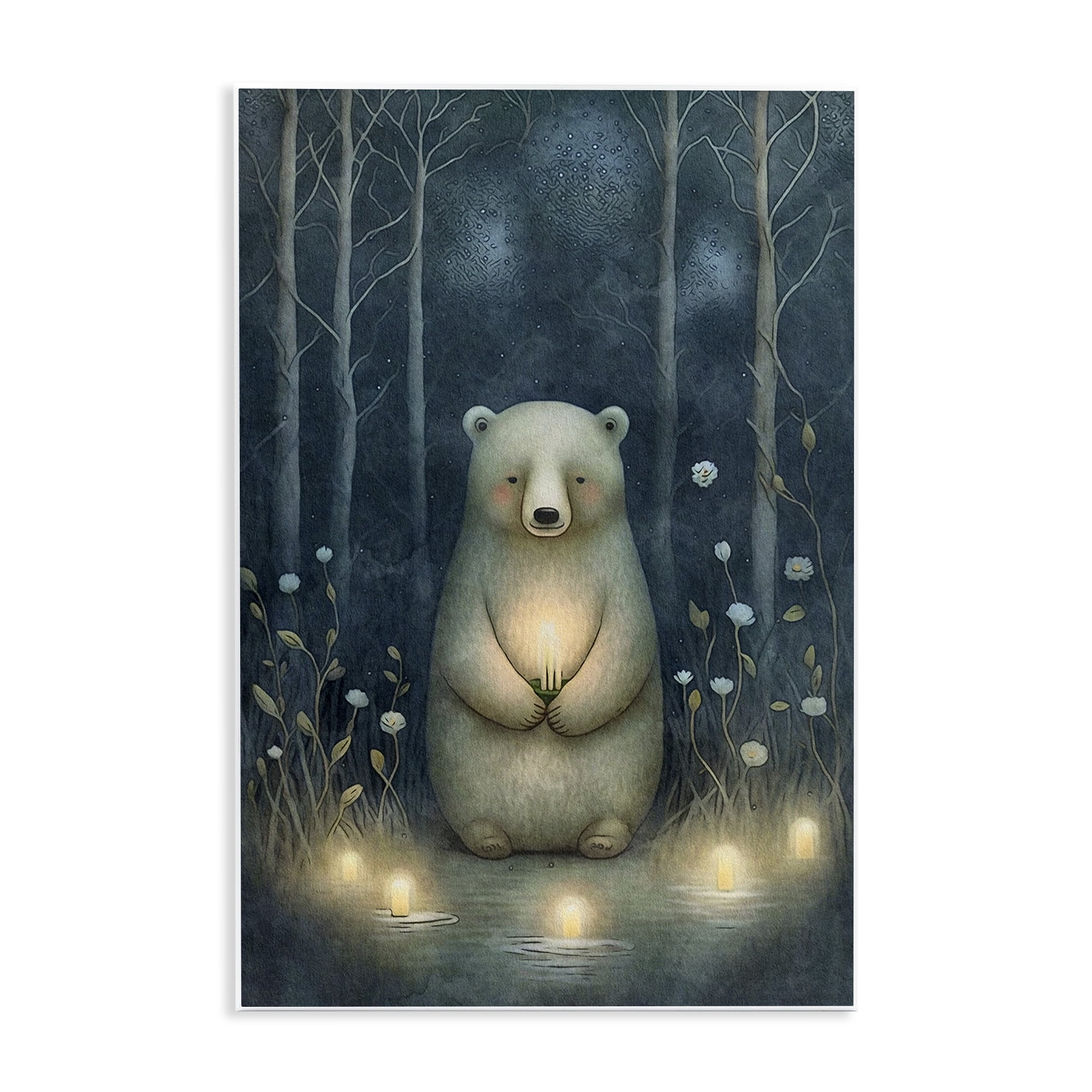 Stupell Industries Mystic Polar Bear Landscape Painting Unframed Art Print Wall Art, 13 x 19