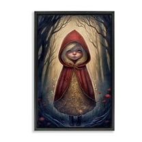 Stupell Industries Mystic Red Riding Hood Landscape Painting Black Floater Framed Art Print Wall Art, 17 x 25