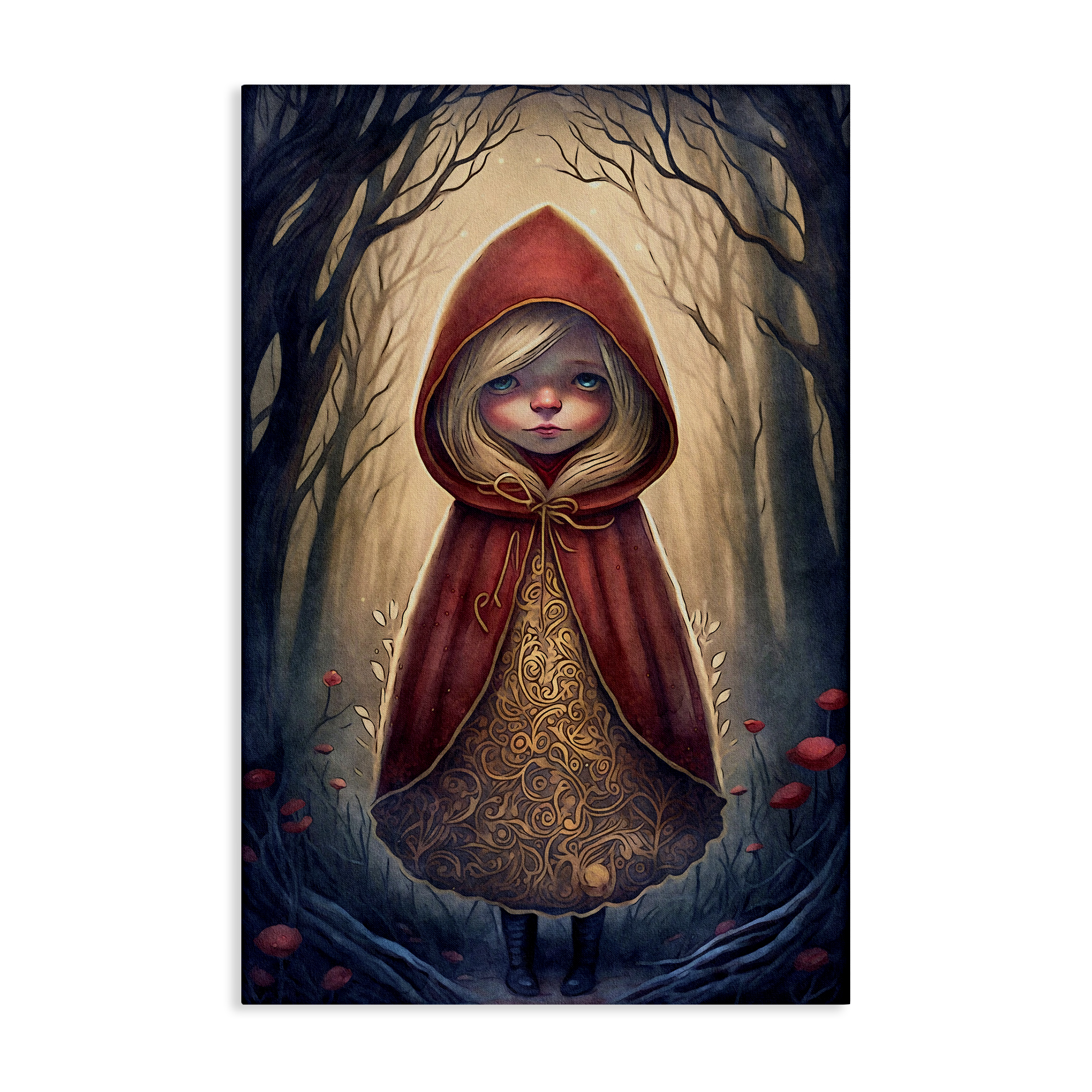 Stupell Industries Mystic Red Riding Hood Landscape Painting Gallery Wrapped Canvas Art Print Wall Art, 24 x 36