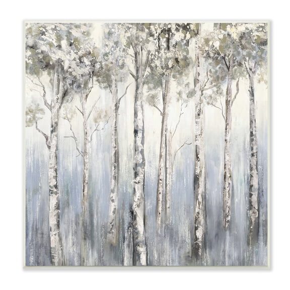 Stupell Industries Mystic White Birch Tree Forest White Grey Bark, 12 x 12, Designed by Carson Lyons