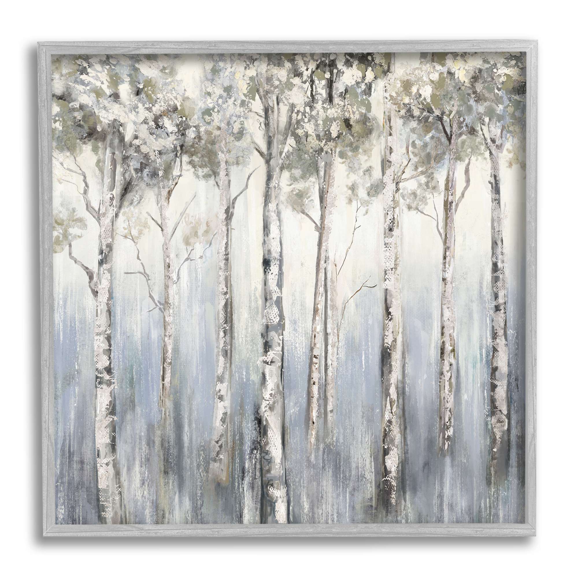 Stupell Industries Mystic White Birch Tree Forest White Grey Bark, 12 x 12, Designed by Carson Lyons