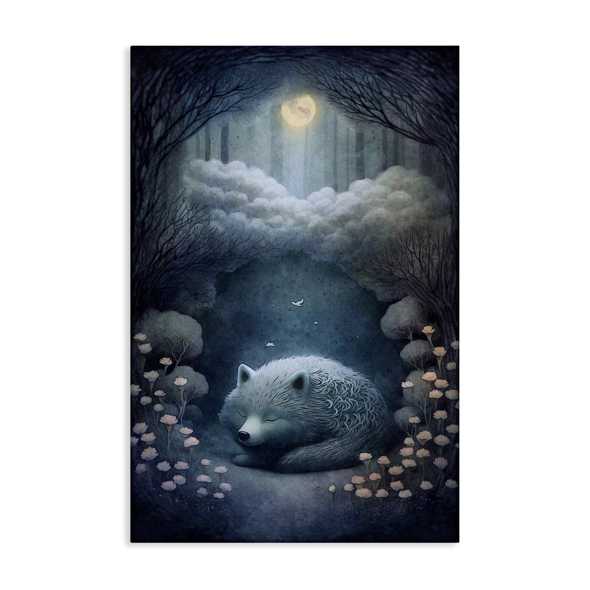 Stupell Industries Mystic White Wolf Landscape Painting Gallery Wrapped Canvas Art Print Wall Art, 16 x 24