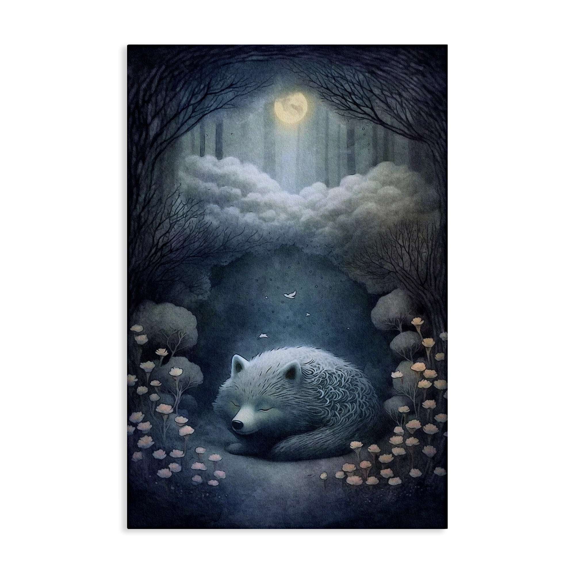 Stupell Industries Mystic White Wolf Landscape Painting Gallery Wrapped Canvas Art Print Wall Art, 30 x 45