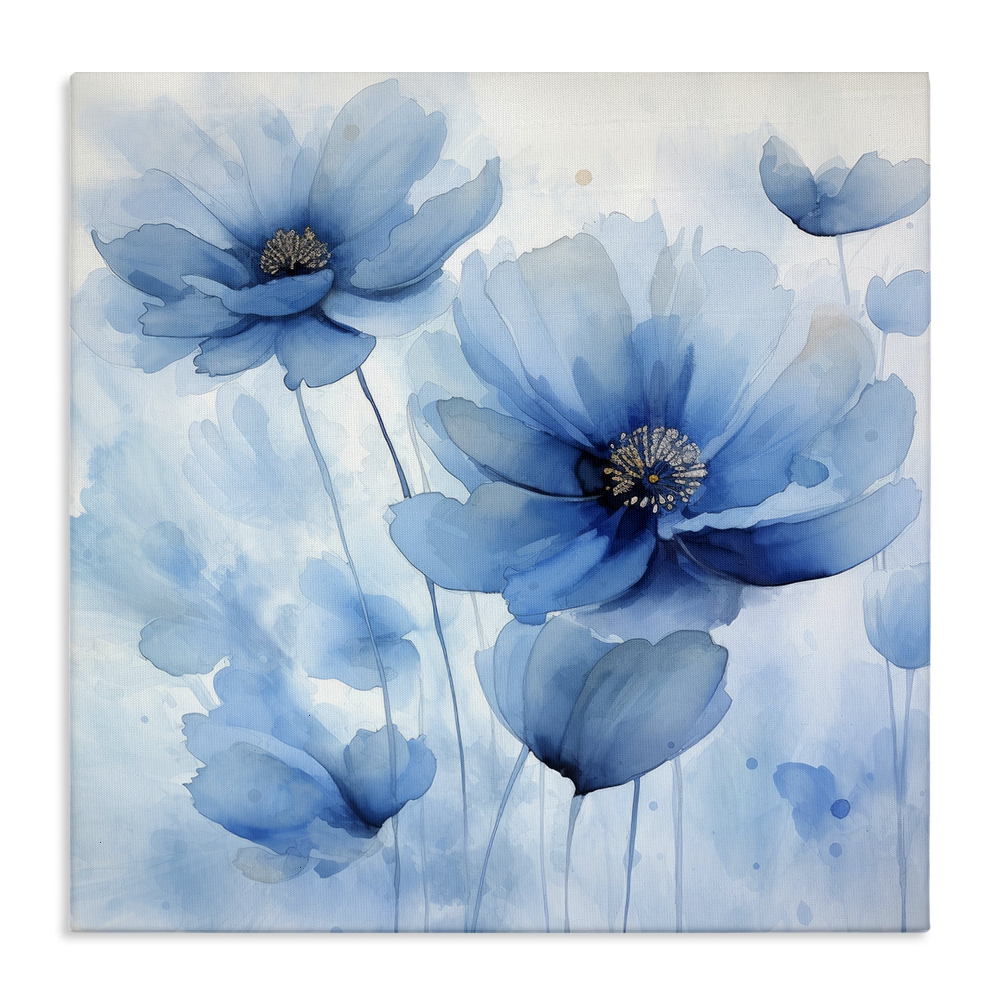 Stupell Industries Mystical Blue Poppies Plants & Flowers Painting Wrapped Canvas Art Print Wall Art, 30 x 30