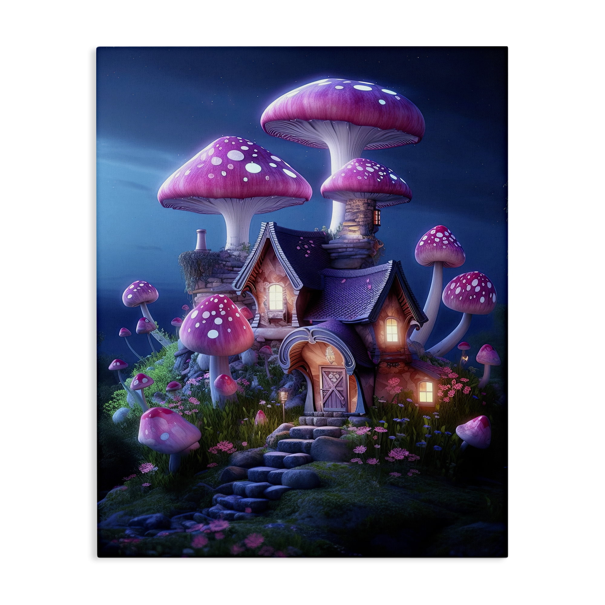 Stupell Industries Mystical Forest Cottage Town & City Painting Gallery Wrapped Canvas Art Print Wall Art, 16 x 20