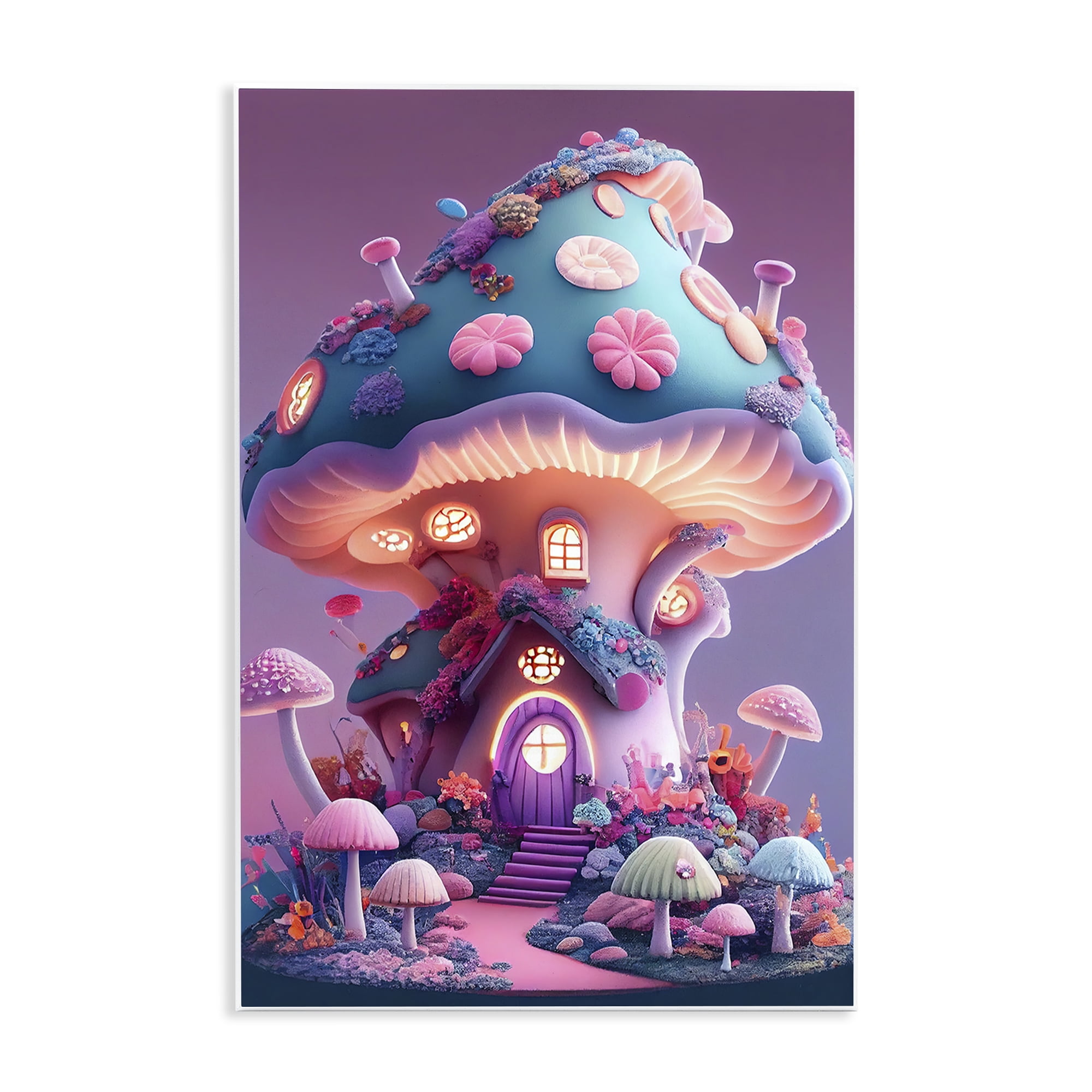 Stupell Industries Mystical Forest Mushroom Town & City Painting Unframed Art Print Wall Art, 13 x 19