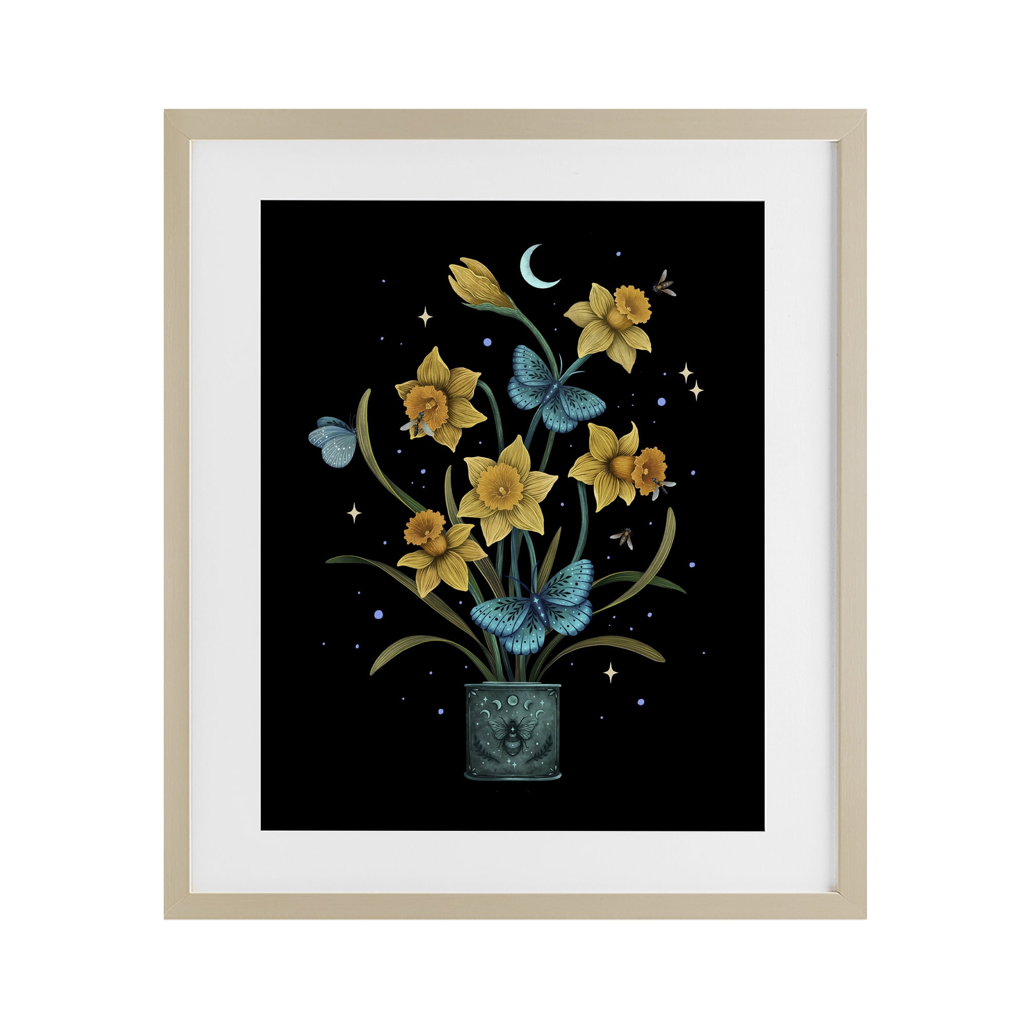 Stupell Industries Mystical March Daffodils Birch Framed Print Under Glass, design by Episodic Drawings