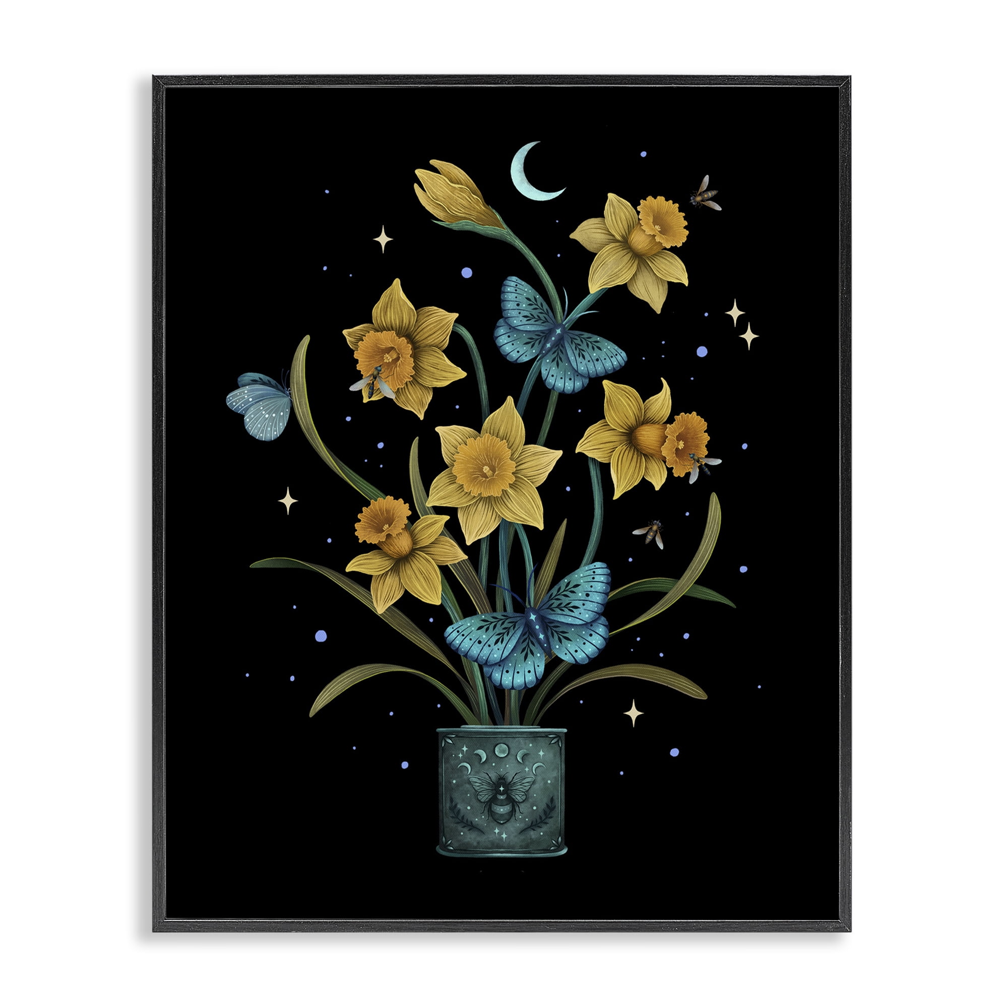 Stupell Industries Mystical March Daffodils Black Framed Giclee Art, design by Episodic Drawings
