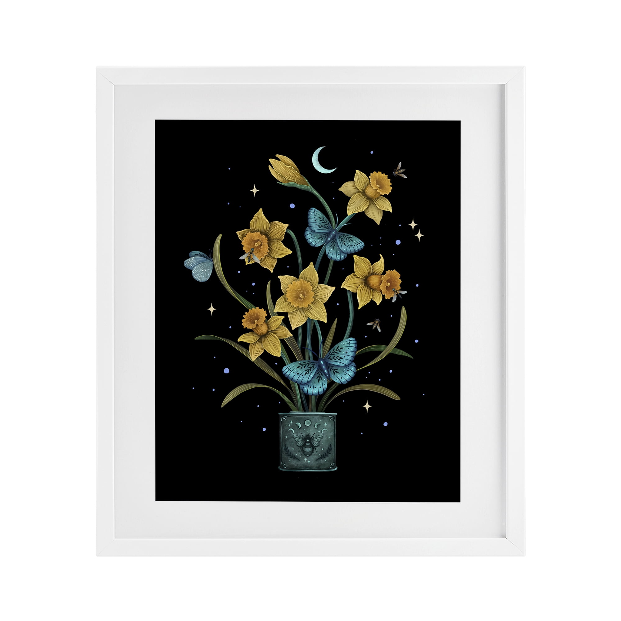 Stupell Industries Mystical March Daffodils White Framed Print Under Glass, design by Episodic Drawings