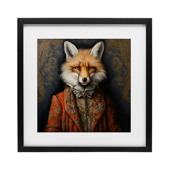 Stupell Industries Traditional Mystical Metamorphosis Fox Black Framed Print Under Glass, 16 x 16, by Lazar Studio