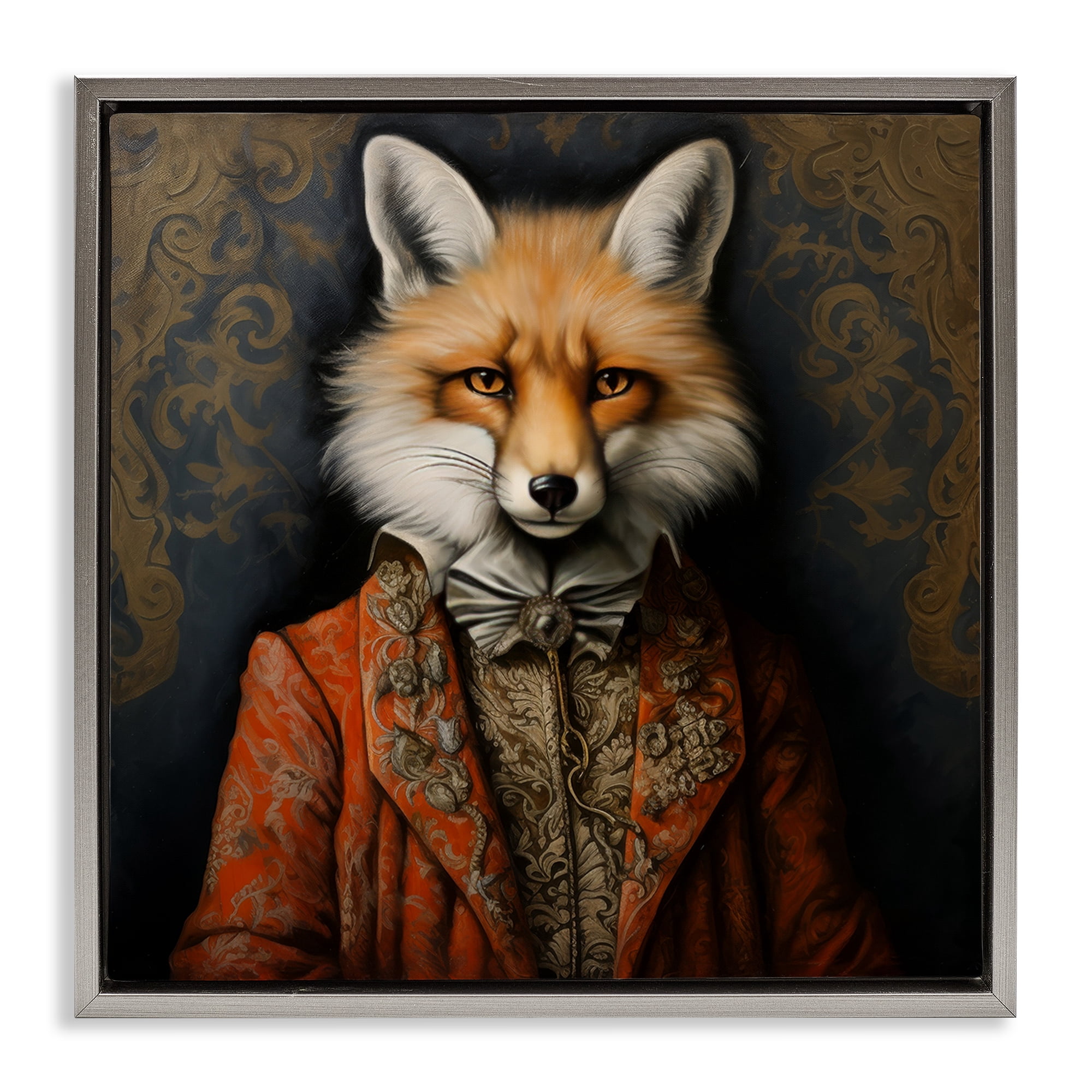 Stupell Industries Mystical Metamorphosis Fox Gray Framed Floater Canvas Wall Art, design by Lazar Studio