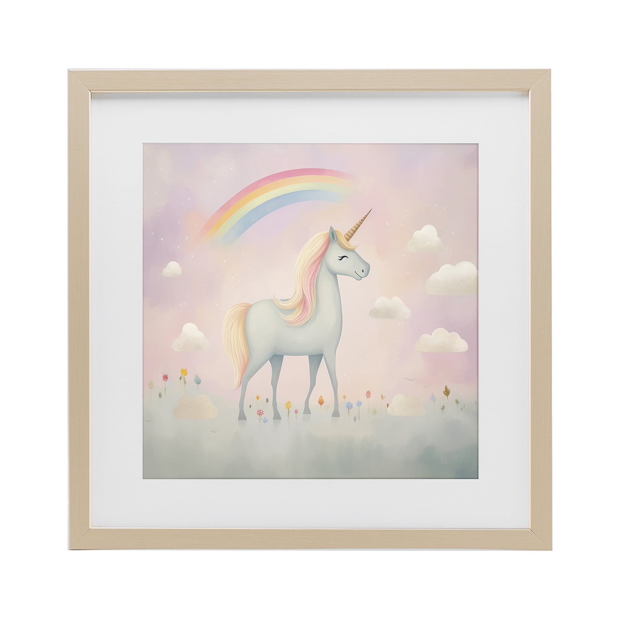 Stupell Industries Mystical Unicorn Dreams in Pastel Birch Framed Print Under Glass, design by Lazar Studio