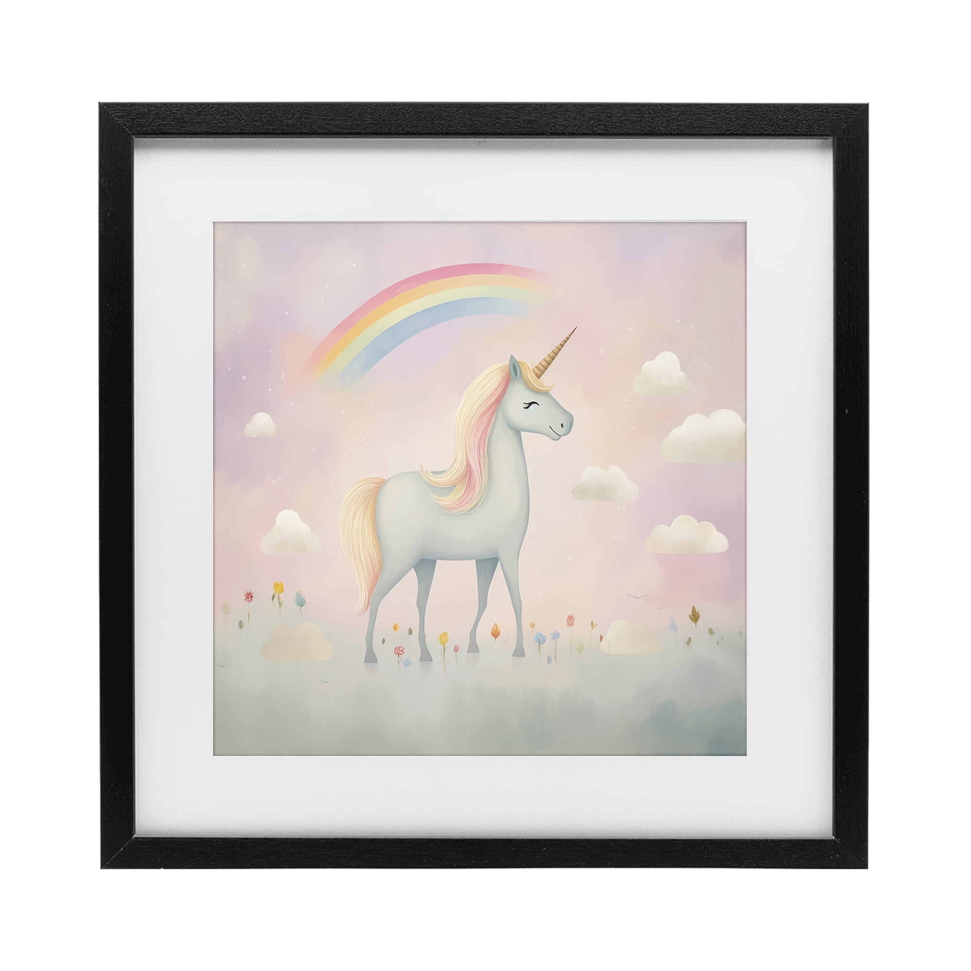 Stupell Industries Mystical Unicorn Dreams in Pastel Black Framed Print Under Glass, design by Lazar Studio