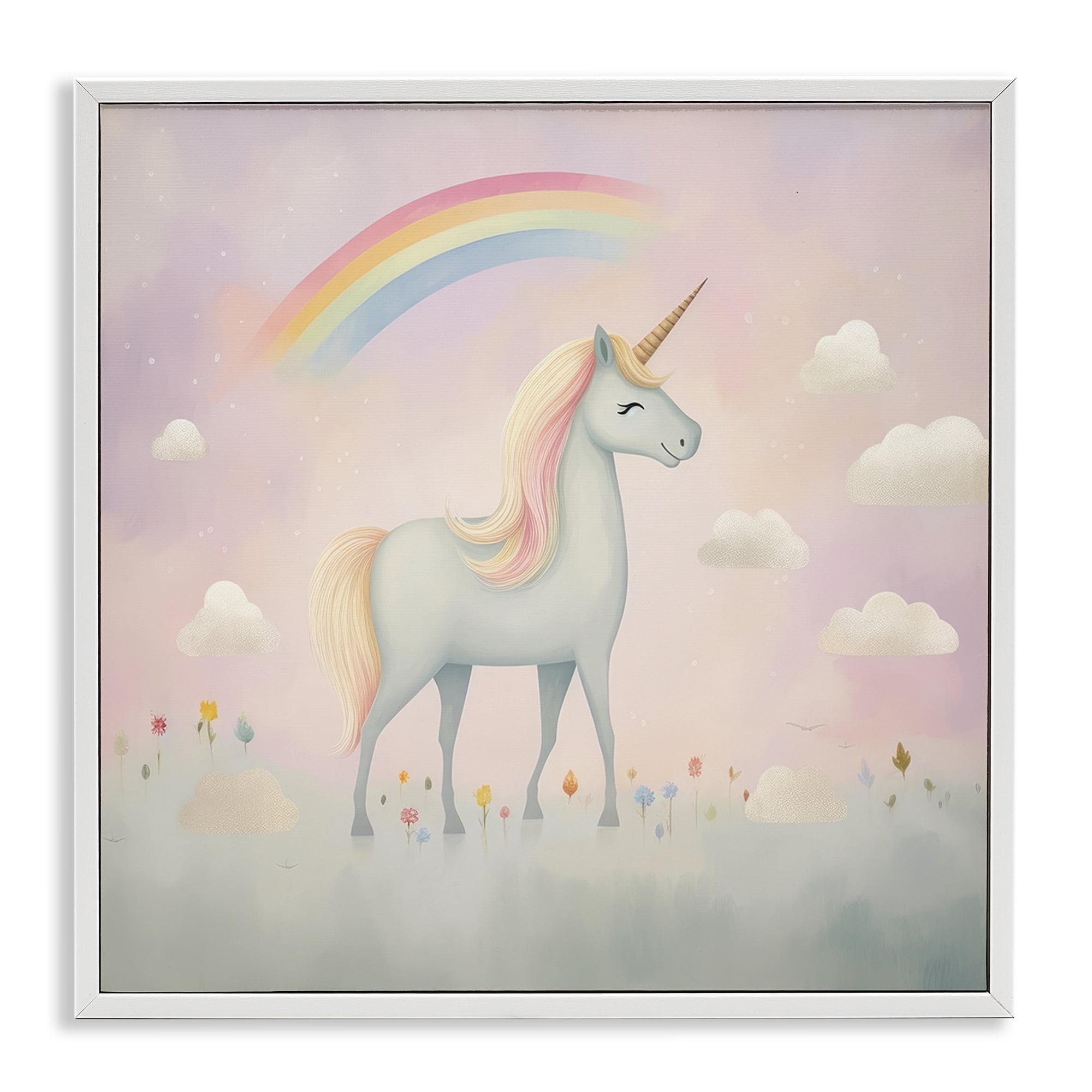 Stupell Industries Mystical Unicorn Dreams in Pastel White Framed Giclee Art, design by Lazar Studio