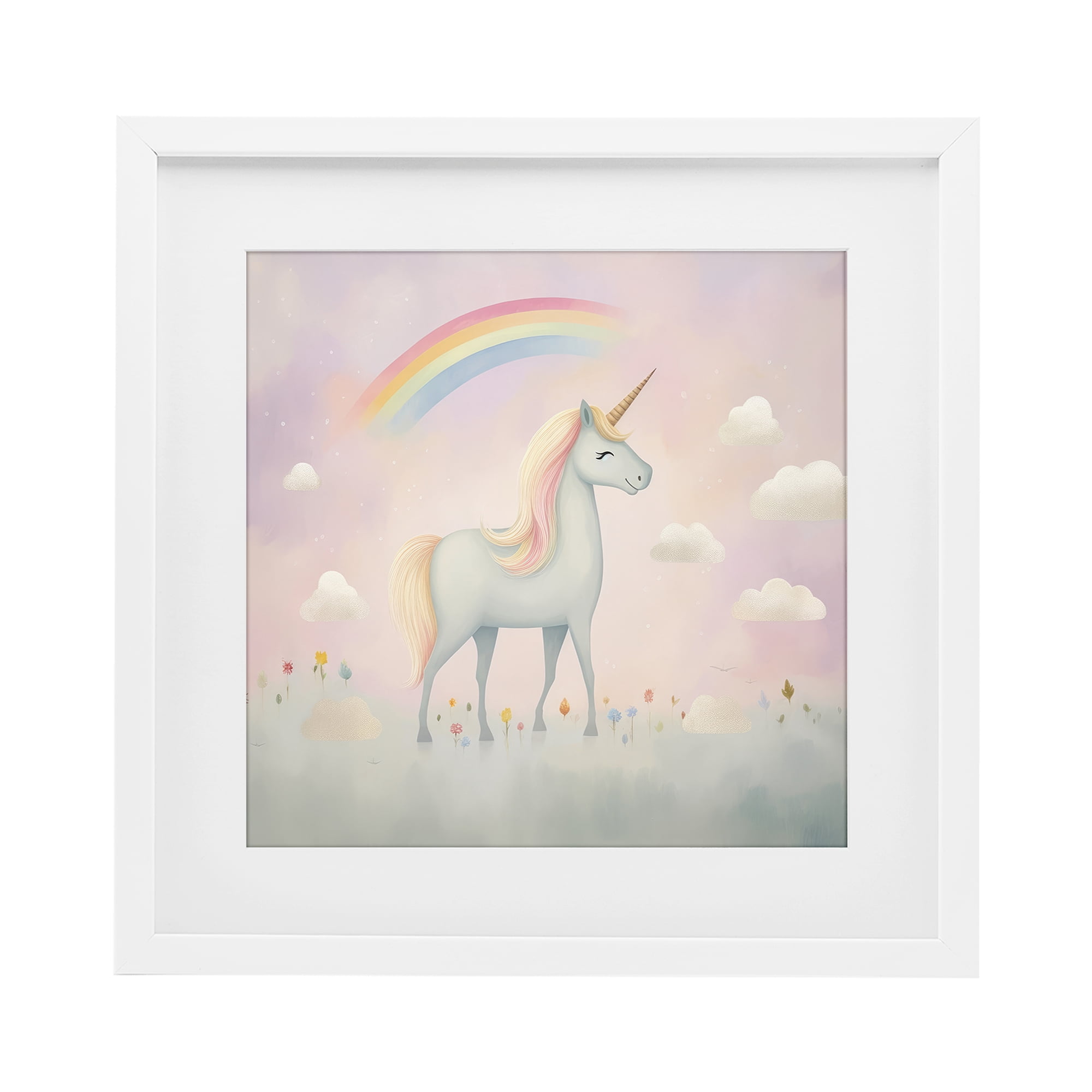 Stupell Industries Mystical Unicorn Dreams in Pastel White Framed Print Under Glass, design by Lazar Studio