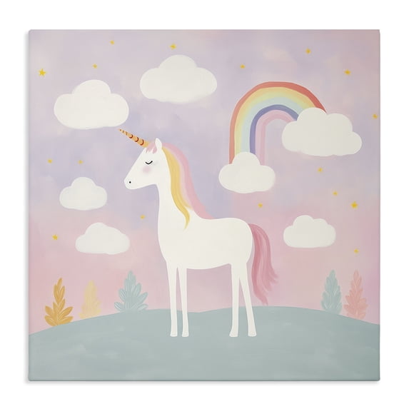 Stupell Industries Modern Mystical Unicorn with Rainbow & Clouds Canvas Art, 30 x 30, by Lazar Studio