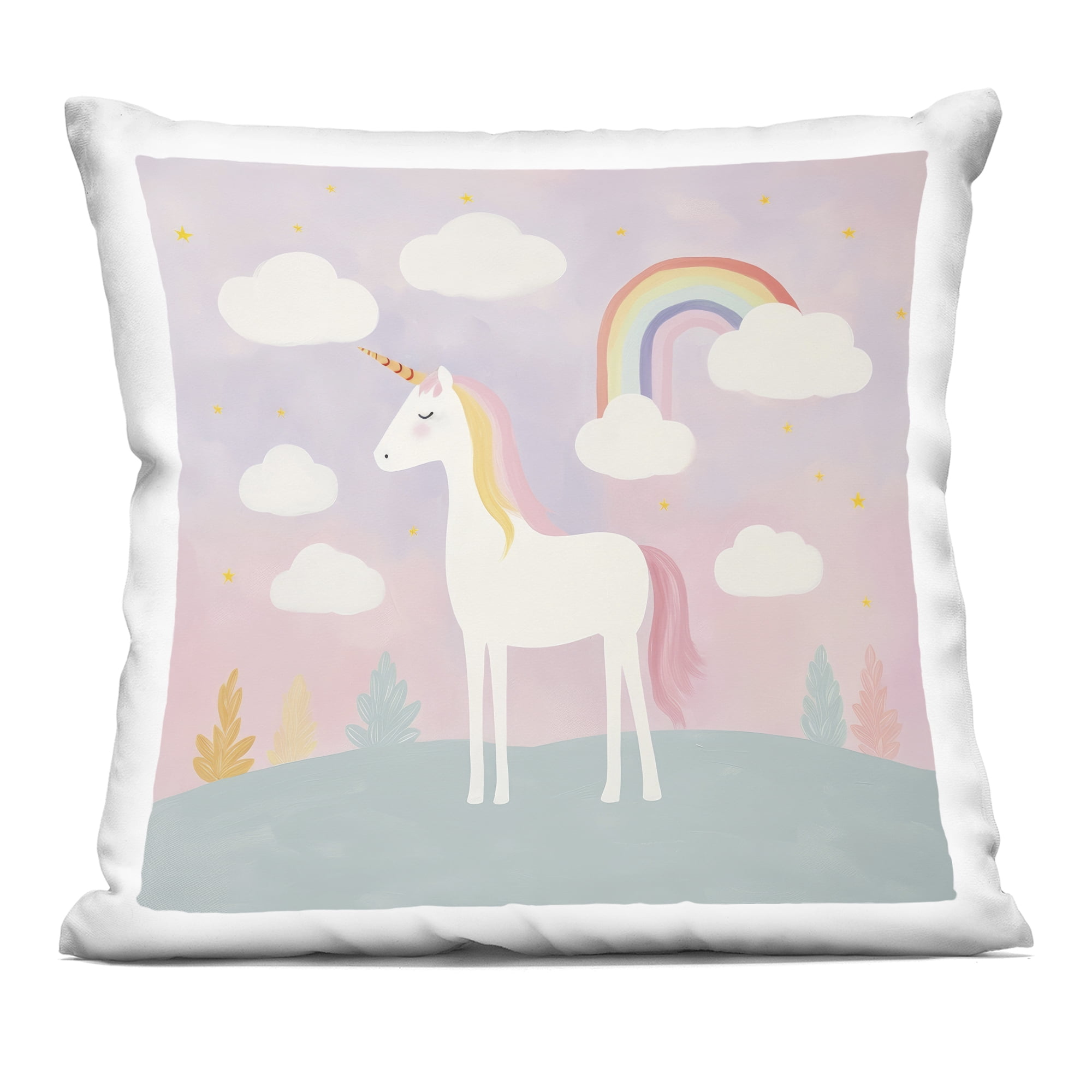 Stupell Industries Mystical Unicorn with Rainbow & Clouds Decorative Printed Throw Pillow, design by Lazar Studio, 18 x 7 x 18