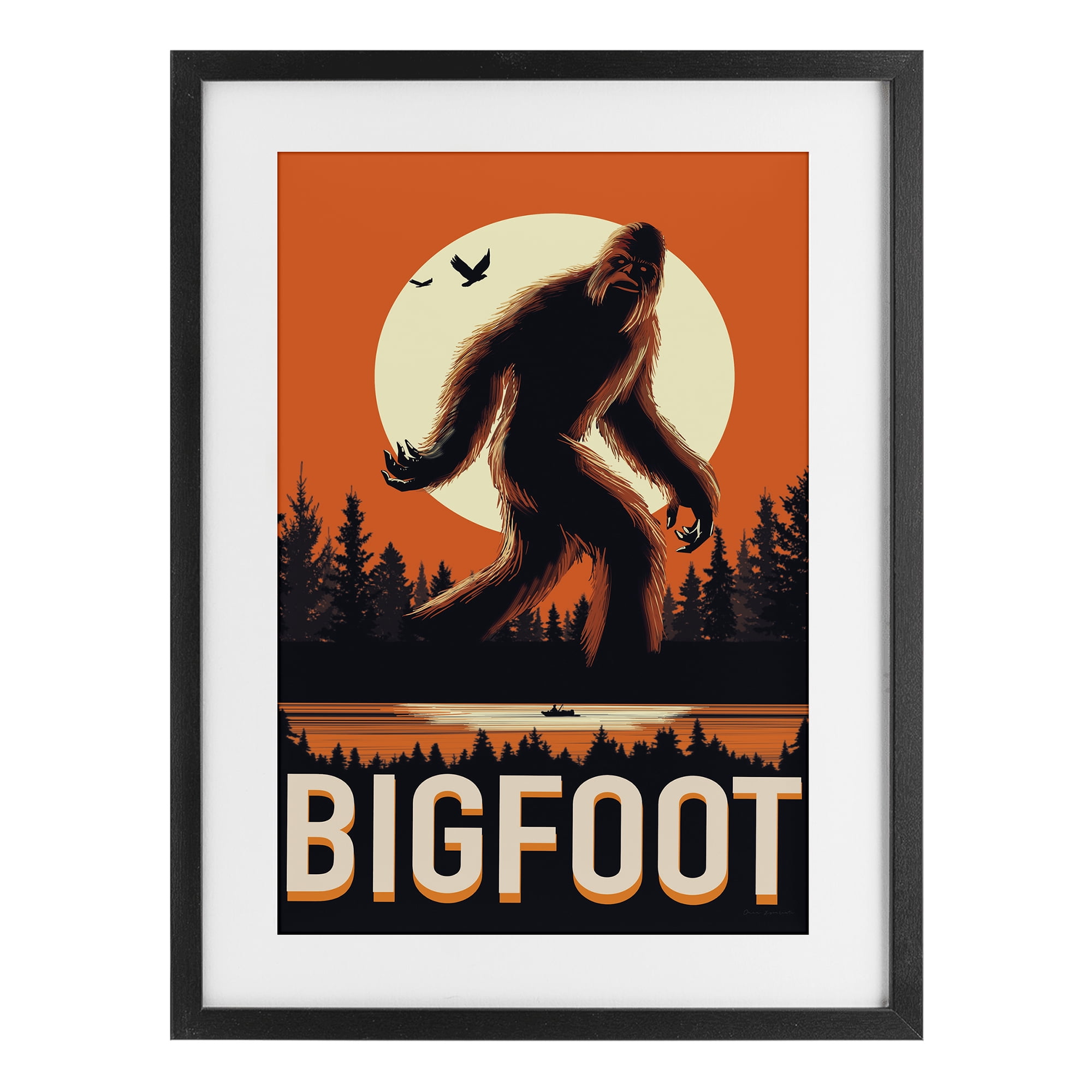 Stupell Industries Mythical Creature Lake Front Black Framed Print Under Glass, design by Omar Escalante