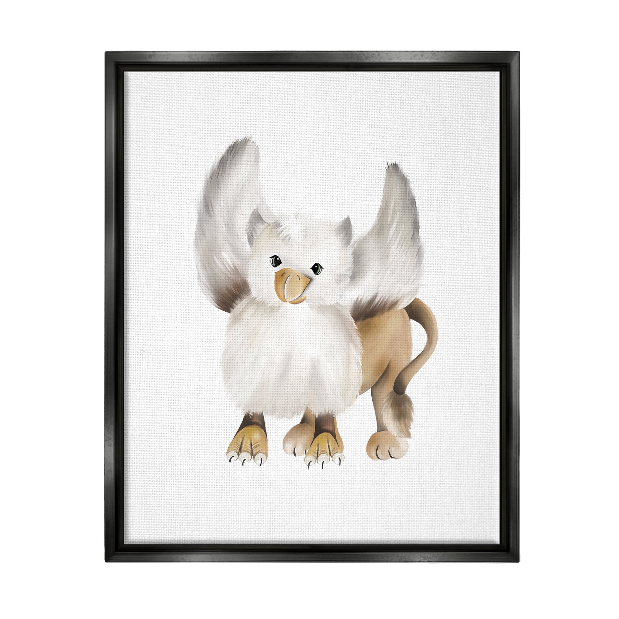 Stupell Industries Mythical Fantasy Creature Winged Hippogriff Painting Painting Jet Black Floating Framed Canvas Print Wall Art, Design by Studio Q